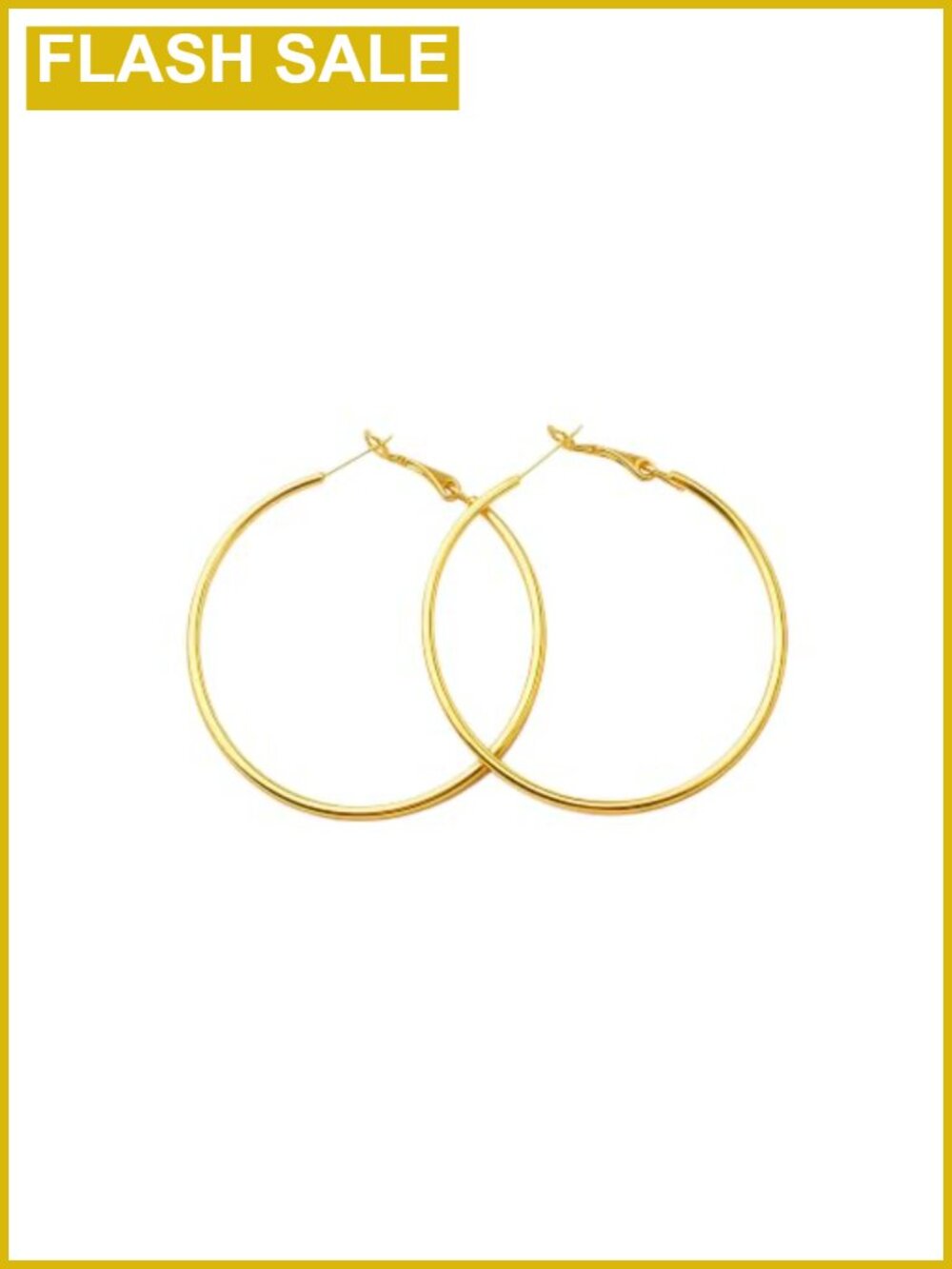 18K Gold Plated Surgical Steel Hoop Earrings Minimalist Lightweight Thin 60mm